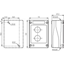 BACO LBX0200 224202 2 instalační pozice (d x š x v) 107 x 74 x 47.9 mm šedá, černá 1 ks