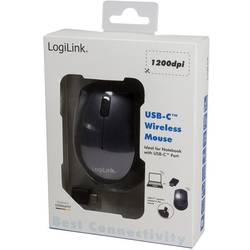 LogiLink ID0160 optická myš, přenos bezdrátový, 3 tlačítko, 1200 dpi, černá