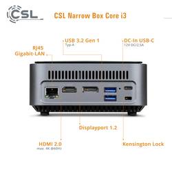 CSL Computer mini PC (HTPC) Narrow Box Intel® Core™ i3 N305 3.8 GHz 32 GB RAM 2 TB SSD Intel UHD Graphics Win 11 Pro 92238