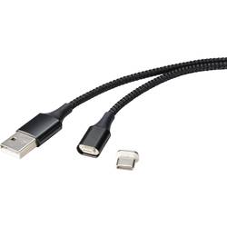 Renkforce USB kabel USB 2.0 USB-A zástrčka, USB-C ® zástrčka 1.00 m černá magnetická zástrčka RF-4746076