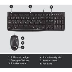 Logitech MK120 Desktop USB sada klávesnice a myše odolné proti stříkající vodě německá, QWERTZ černá