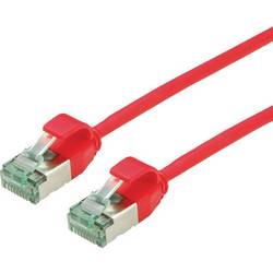roline recycled material 21.45.3310 RJ45 síťové kabely, propojovací kabely CAT 6A U/FTP 0.15 m červená (jasná) nestíněný, extrémně tenký , PVC plášť 1 ks
