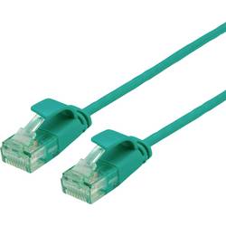 roline recycled material 21.45.3431 RJ45 síťové kabely, propojovací kabely CAT 6A U/UTP 0.30 m zelená nestíněný, extrémně tenký , PVC plášť 1 ks