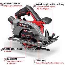 Einhell Professional TP-CS 18/165 Li BL - Solo aku ruční kotoučová pila, max. řez 59 mm, 18 V, 4331225