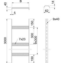 OBO Bettermann 7097409 vodič kabelu (d x š x v) 3 m x 100.00 mm x 40.00 mm 3 m