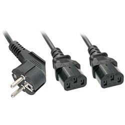 LINDY napájecí síťový kabel [1x zástrčka s ochranným kontaktem - 2x IEC C13 zásuvka 10 A] 2.00 m černá