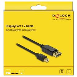 Delock Mini-DisplayPort / DisplayPort kabel Mini DisplayPort konektory, Konektor DisplayPort 1 m černá 82698 třížilový stíněný, pozlacené kontakty Kabel