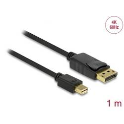 Delock Mini-DisplayPort / DisplayPort kabel Mini DisplayPort konektory, Konektor DisplayPort 1 m černá 82698 třížilový stíněný, pozlacené kontakty Kabel