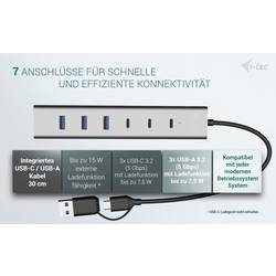 i-tec CAHUBMETAL7 USB Hub 4 + 3 porty USB-A, USB-C® USB 3.1 Gen1 5 GBit/s šedá CAHUBMETAL7