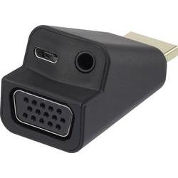 Renkforce RF-4149768 HDMI / VGA adaptér [1x HDMI zástrčka - 1x VGA zásuvka, jack zásuvka 3,5 mm] černá