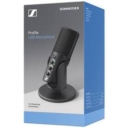 Sennheiser Profile na stojanu USB mikrofon Druh přenosu:USB spínač, stojan, vč. kabelu USB-C®, audio, stereo (jack 3,5 mm) USB