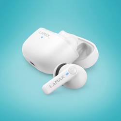 Lamax Clips1 Play Headset do uší (In Ear) Bluetooth® stereo bílá Indikátor nabití, Nabíjecí pouzdro, regulace hlasitosti, odolné vůči potu, dotykové ovládání,
