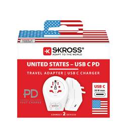 Skross 1.500292 cestovní adaptér Country Adapter World to US USB C20PD
