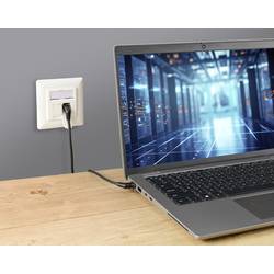 Renkforce RF-6071550 RJ45 síťové kabely, propojovací kabely CAT 6A F/UTP 2.00 m černá Zásuvné kontakty otočné o 360°, Zahnutý kabelový vývod 1 ks