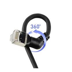 Renkforce RF-6071550 RJ45 síťové kabely, propojovací kabely CAT 6A F/UTP 2.00 m černá Zásuvné kontakty otočné o 360°, Zahnutý kabelový vývod 1 ks