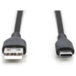 Digitus USB kabel USB 2.0 USB-A zástrčka, USB-C ® zástrčka 0.50 m černá flexibilní provedení, flexibilní provedení, s USB, silikonový, Vynikající odolnost