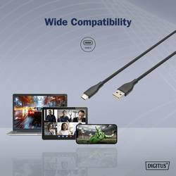 Digitus USB kabel USB 2.0 USB-A zástrčka, USB-C ® zástrčka 0.50 m černá flexibilní provedení, flexibilní provedení, s USB, silikonový, Vynikající odolnost
