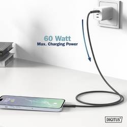 Digitus USB kabel USB 2.0 USB-A zástrčka, USB-C ® zástrčka 0.50 m černá flexibilní provedení, flexibilní provedení, s USB, silikonový, Vynikající odolnost
