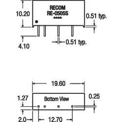 RECOM RE-0512S DC/DC měnič napětí do DPS 5 V/DC 12 V/DC 83 mA 1 W Počet výstupů: 1 x Obsah 1 ks