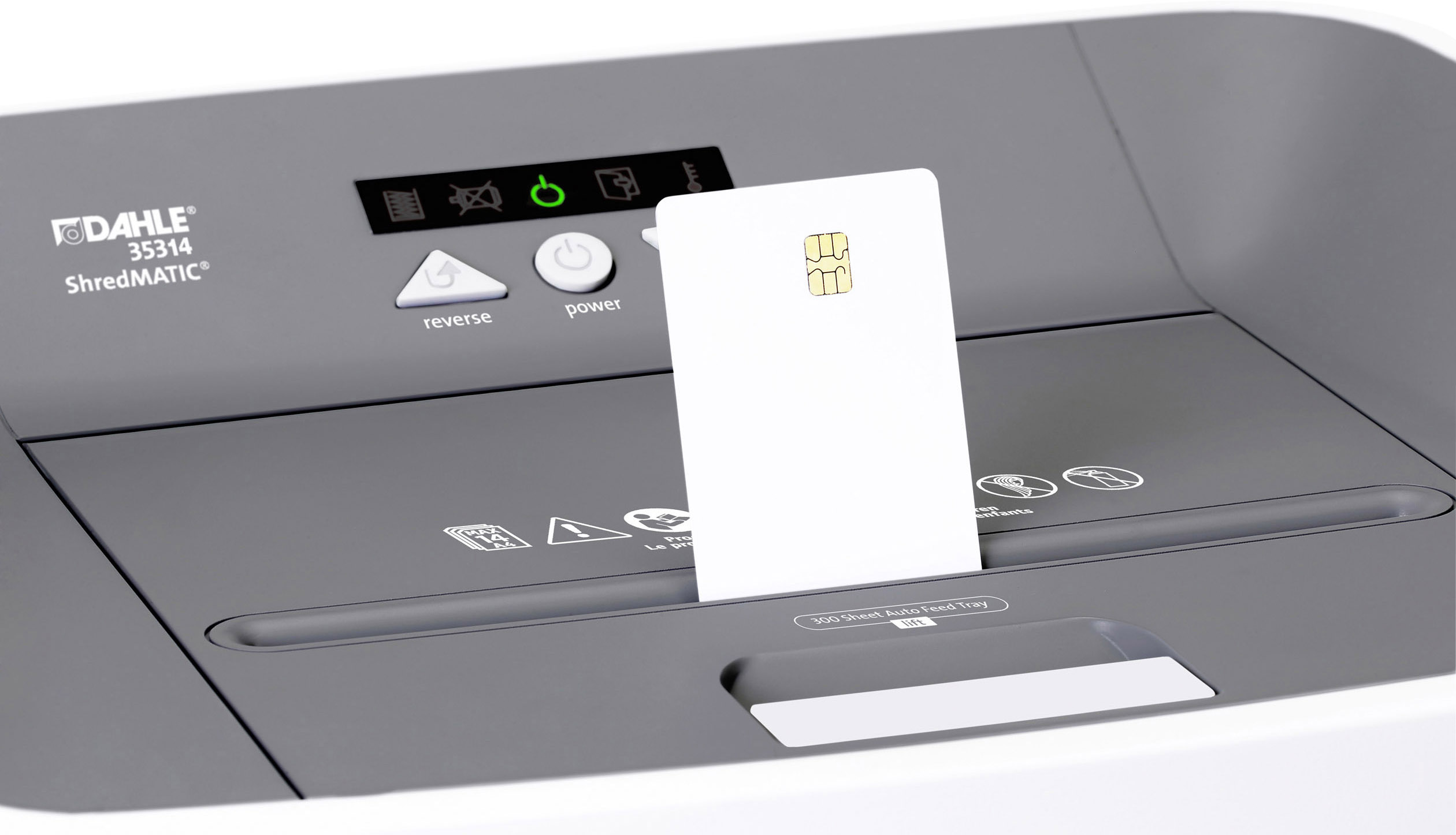 Dahle ShredMATIC 35314 skartovačka 300 listů na kousky P-4 40 l Křížový řez CD, kreditní karty, sponky do sešívačky, kancelářské sponky, DVD