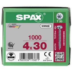 SPAX 0201010400305 R 88093 Ruko m.Spitze/T-STAR šroub do dřeva 4 mm 30 mm T-STAR plus ocel WIROX 1000 ks