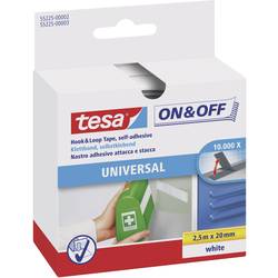 tesa Tesa On & Off - Montagekleber - 2 cm x 2.5 m pásek se suchým zipem, lepicí, háčková a flaušová část, (d x š x v) 2500 mm x 20 mm x 2.5 m, bílá, 1 ks