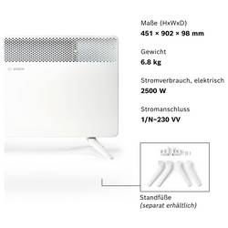 Bosch Home Comfort 7738345647 konvektor, HC4000-25, 2500 W, bílá