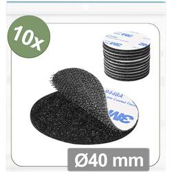 Quadrios 25CA661 kulaté suché zipy, lepicí, háčková a flaušová část, (Ø) 40 mm, černá, 10 ks