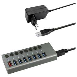 Maxtrack CH11L USB Hub 8 portů USB-A USB 3.0 5 GBit/s lze spínat jednotlivě stříbrnošedá CH11L