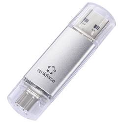 Renkforce RF-USBOS-230 USB flash disk 64 GB stříbrná RF-6688140 USB-A, USB-C®