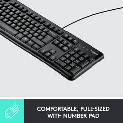 Logitech K120 Keyboard kabelový, USB klávesnice německá, QWERTZ černá odolné proti stříkající vodě
