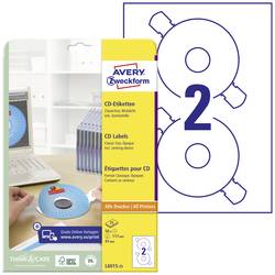 Avery-Zweckform L6015-25 Štítky CD Ø 117 mm papír bílá 50 ks trvalé inkoustová tiskárna, laserová tiskárna, barevná laserová tiskárna, kopírka, barevná