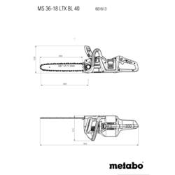 Metabo MS 36-18 LTX BL 40 akumulátor řetězová pila bez akumulátoru, bez nabíječky 18 V délka čepele 400 mm