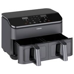 Cosori Doppel-Heißluftfritteuse CAF-R901-AEU horkovzdušná fritéza, 8.5 l, 1,75 kW, funkce grilování, černá, stříbrná