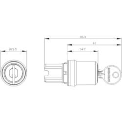 Siemens 3SU10005BL110AA0 3SU1000-5BL11-0AA0 klíčový spínač plastový přední prstenec simulované kolečko černá 2 x 45 ° na klíč 1 ks