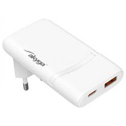 Akyga USB nabíječka, GaN, USB-C®, USB A, 65 W, Power Delivery 3.0, bílá