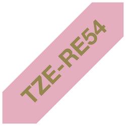 Brother Brother TZe-RE54 - Seidig - Gold auf Pin páska do štítkovače Barva pásky: růžová Barva písma: zlatá 4 m
