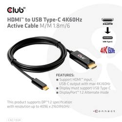 club3D HDMI / USB-C® kabel Zástrčka HDMI-A, USB-C ® zástrčka 1.80 m černá CAC-1334 HDMI kabel