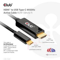 club3D HDMI / USB-C® kabel Zástrčka HDMI-A, USB-C ® zástrčka 1.80 m černá CAC-1334 HDMI kabel