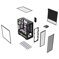 Thermaltake S380 TG ARGB Black midi tower PC skříň černá boční okno, integrované osvětlení, 2 předinstalované LED ventilátory