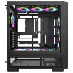 Thermaltake S380 TG ARGB Black midi tower PC skříň černá boční okno, integrované osvětlení, 2 předinstalované LED ventilátory