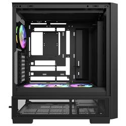 Thermaltake S380 TG ARGB Black midi tower PC skříň černá boční okno, integrované osvětlení, 2 předinstalované LED ventilátory