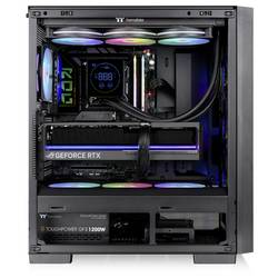 Thermaltake S380 TG ARGB Black midi tower PC skříň černá boční okno, integrované osvětlení, 2 předinstalované LED ventilátory