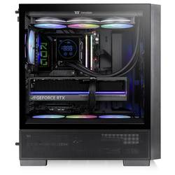 Thermaltake S380 TG ARGB Black midi tower PC skříň černá boční okno, integrované osvětlení, 2 předinstalované LED ventilátory