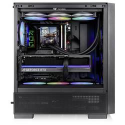 Thermaltake S380 TG ARGB Black midi tower PC skříň černá boční okno, integrované osvětlení, 2 předinstalované LED ventilátory