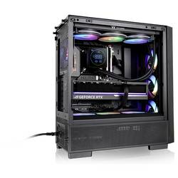 Thermaltake S380 TG ARGB Black midi tower PC skříň černá boční okno, integrované osvětlení, 2 předinstalované LED ventilátory