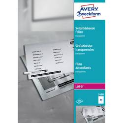 Avery-Zweckform 3480 3480 samolepicí fólie DIN A4 barevná laserová tiskárna, laserová tiskárna, barevná kopírka, kopírka transparentní 100 ks