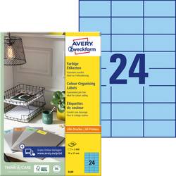 Avery-Zweckform 3449 univerzální etikety 70 x 37 mm papír modrá 2400 ks trvalé inkoustová tiskárna, laserová tiskárna, barevná laserová tiskárna, kopírka