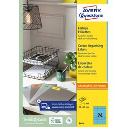 Avery-Zweckform 3449 univerzální etikety 70 x 37 mm papír modrá 2400 ks trvalé inkoustová tiskárna, laserová tiskárna, barevná laserová tiskárna, kopírka