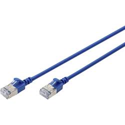 Digitus DK-1632-A-003S-B RJ45 síťové kabely, propojovací kabely CAT 6A F/FTP 0.3 m modrá barevně rozlišený, stíněný, točený drát, S průchodkou chránící proti